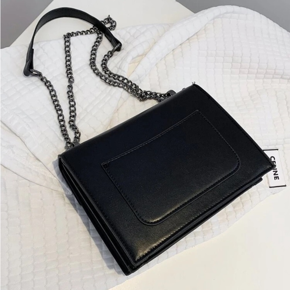 Studded Black Leather Crossbody Bag - Women's Shoulder Purse - Picture 4 of 9